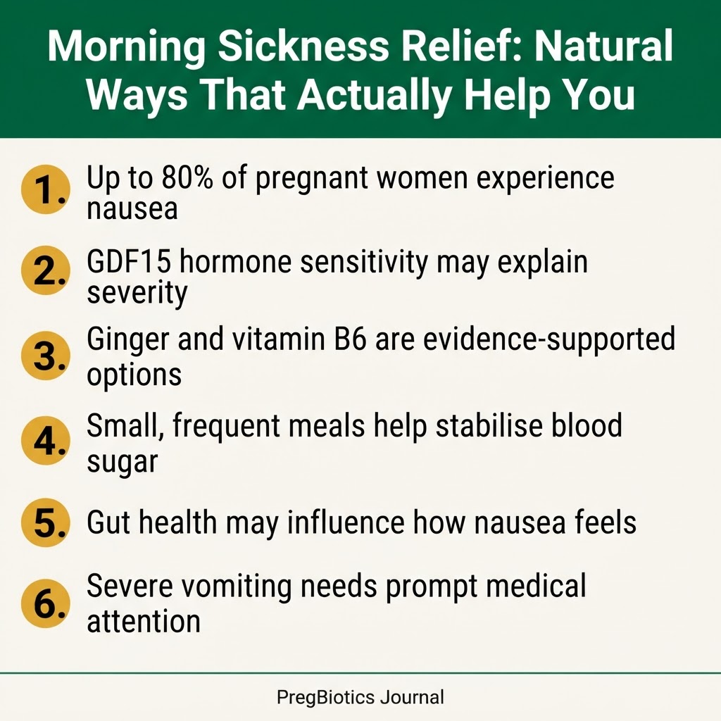 Morning Sickness Relief: Natural Ways That Actually Help You — key points infographic