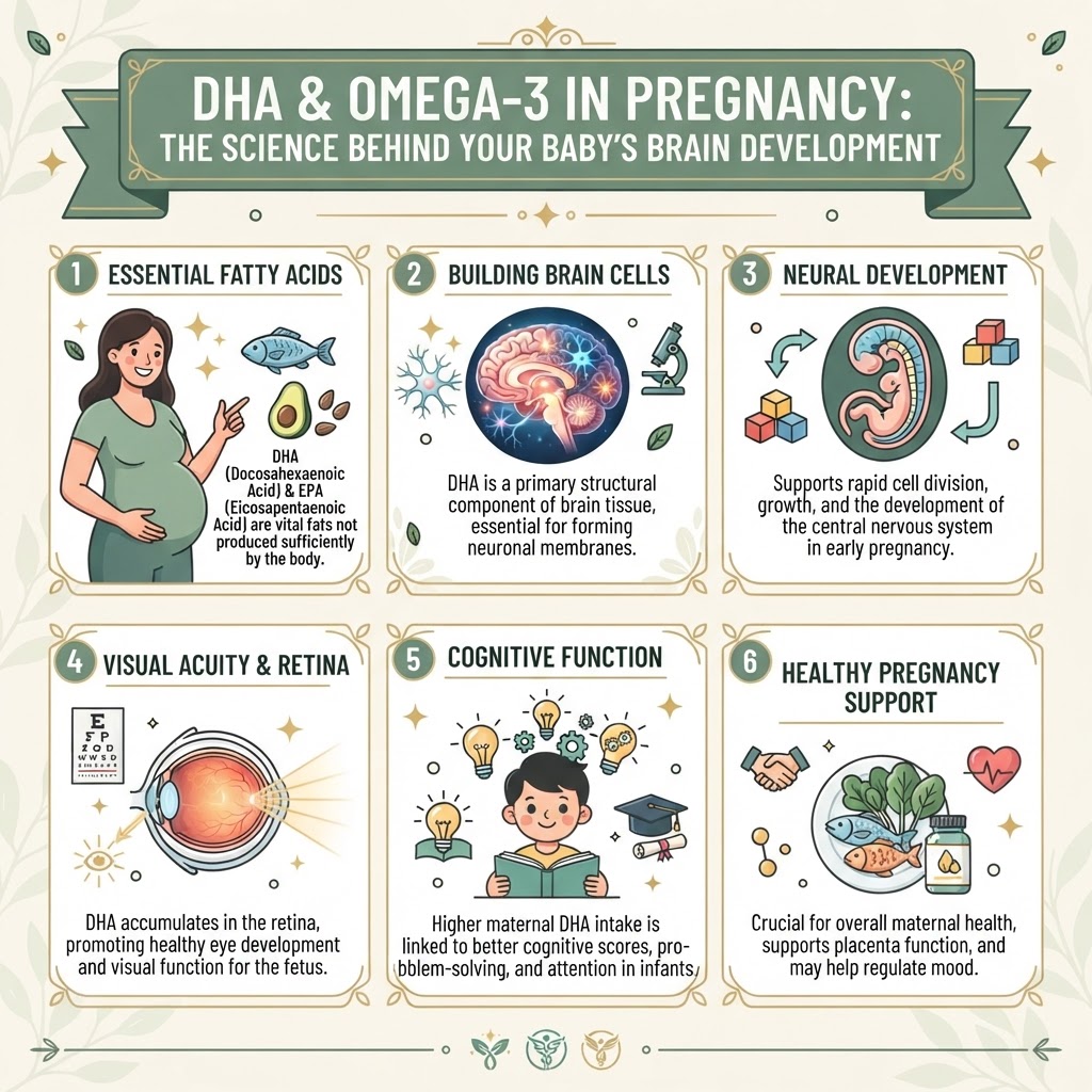DHA and Omega-3 in Pregnancy: The Science Behind Your Baby's Brain Development — Infographic