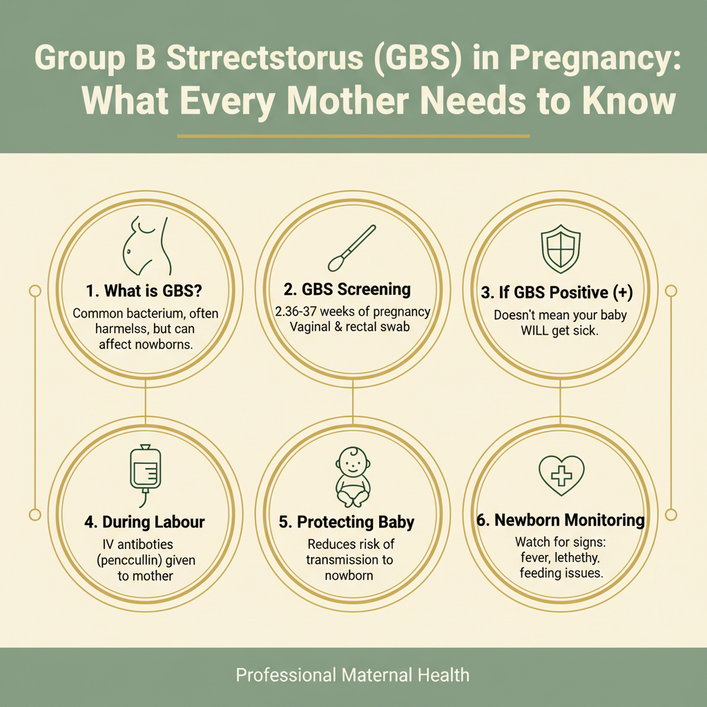 Group B Streptococcus in Pregnancy: What Every Mother Needs to Know About GBS Screening, Prevention, and Protecting Your Baby — Infographic
