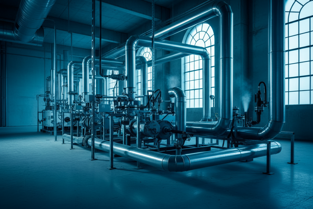 Modern HVAC engineering equipment with precision mechanical components
