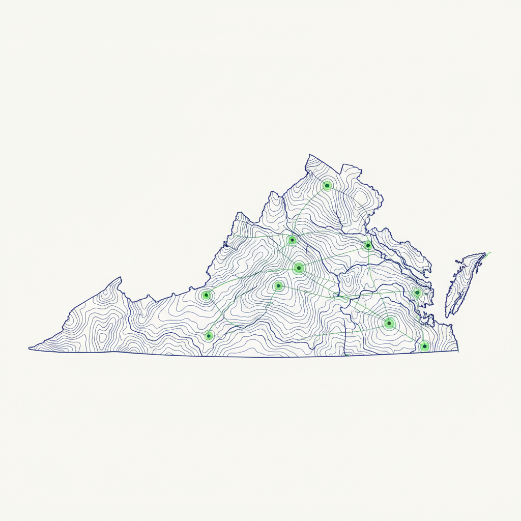 Abstract topographical map of Virginia