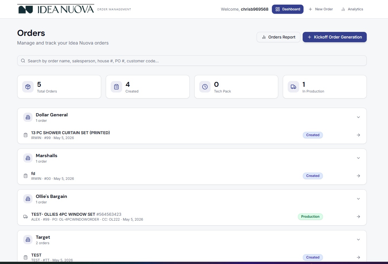 Idea Nuova Order Process template preview