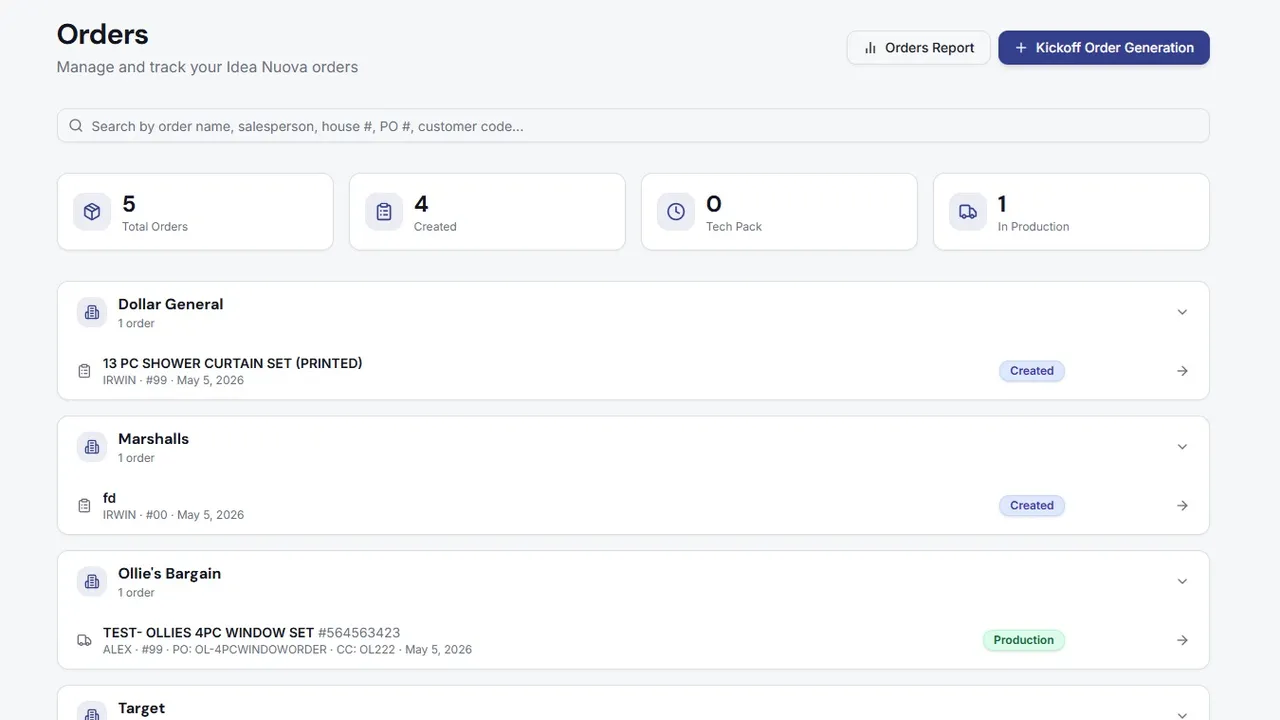 Idea Nuova Order Process template preview