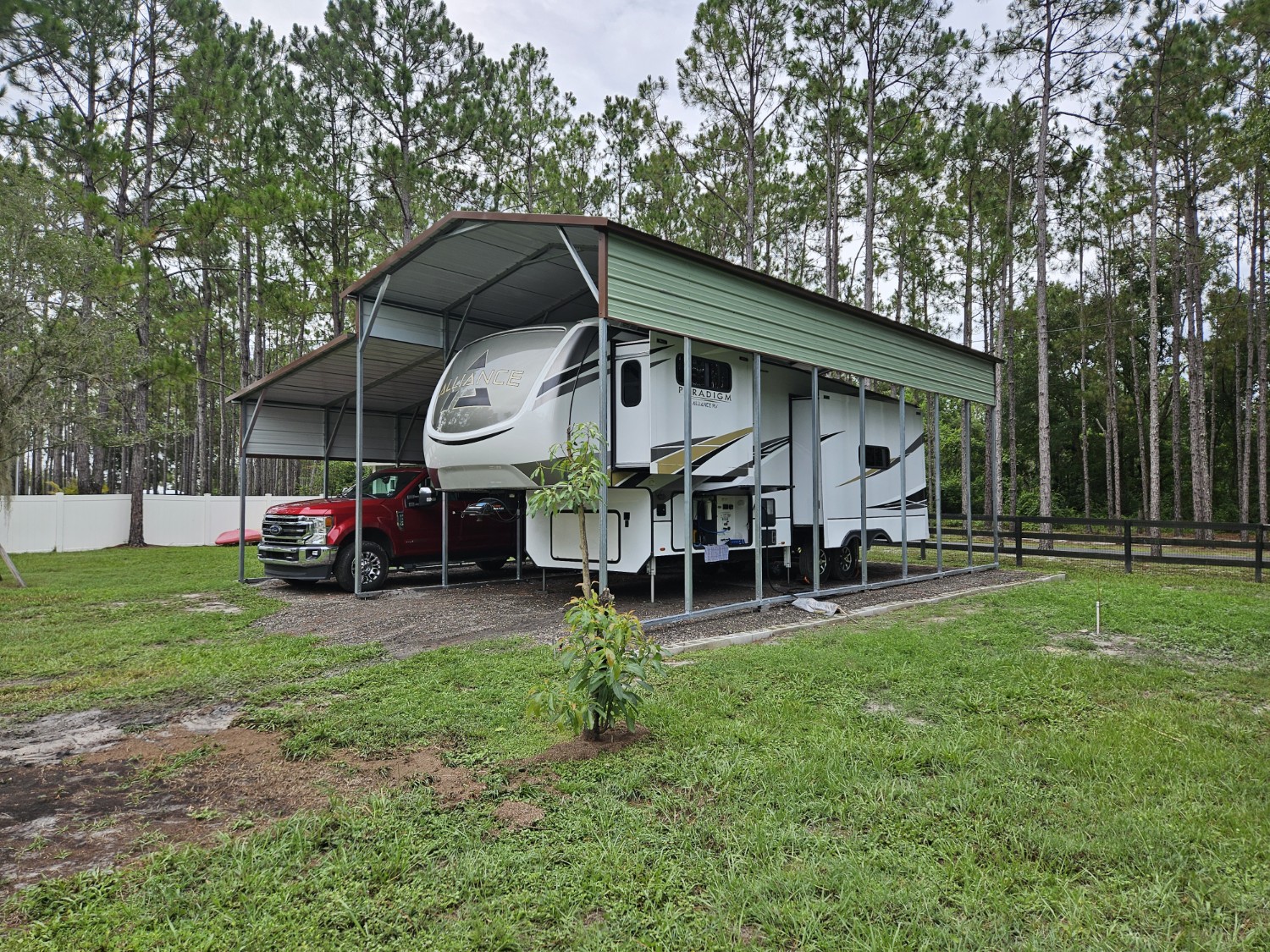 16x40x14 Utility Carport with 12x15 Storage - Lutz FL