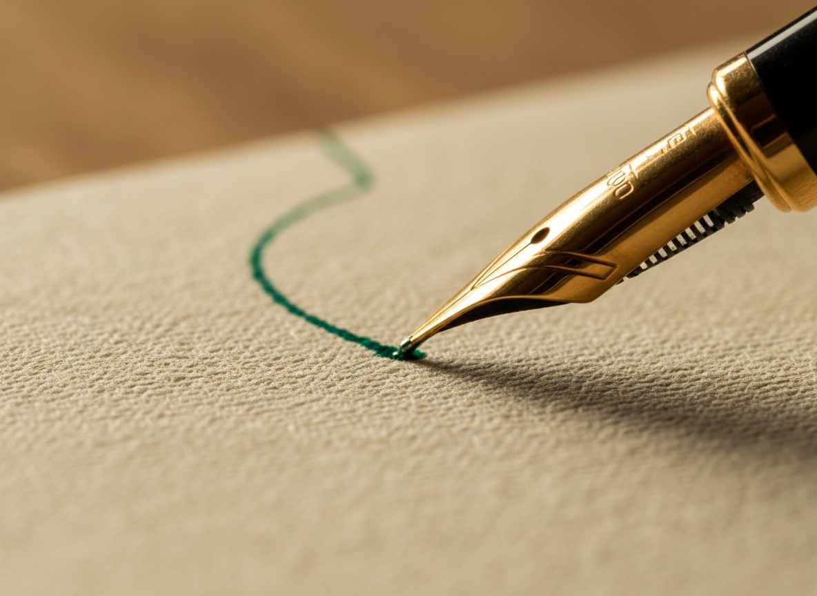 Elegant fountain pen signing document