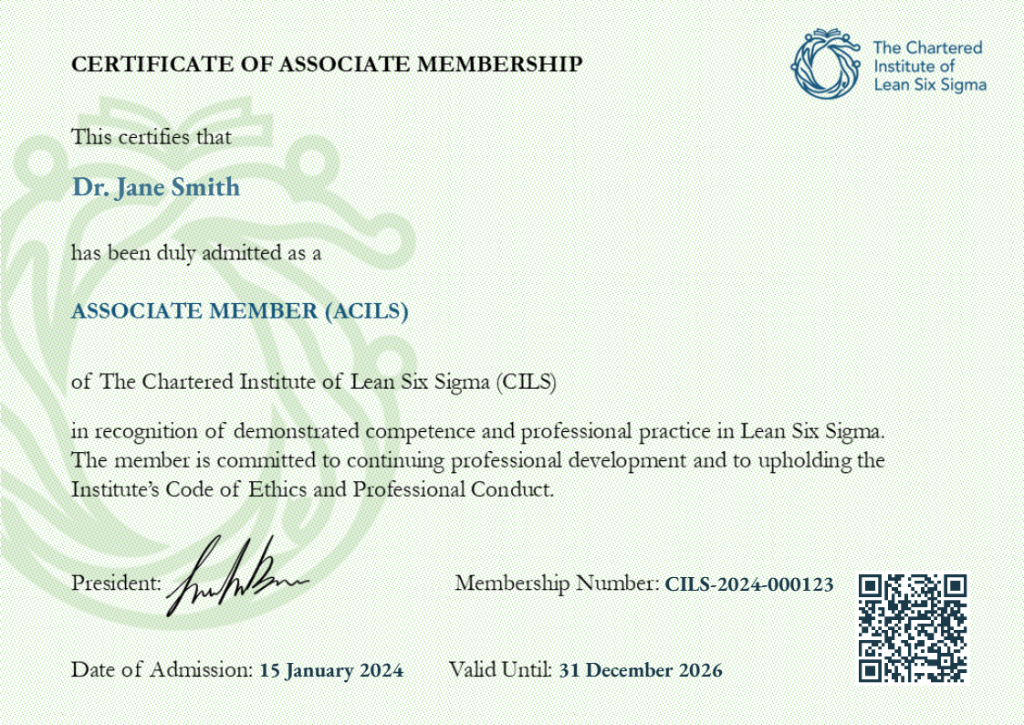Associate Member certificate