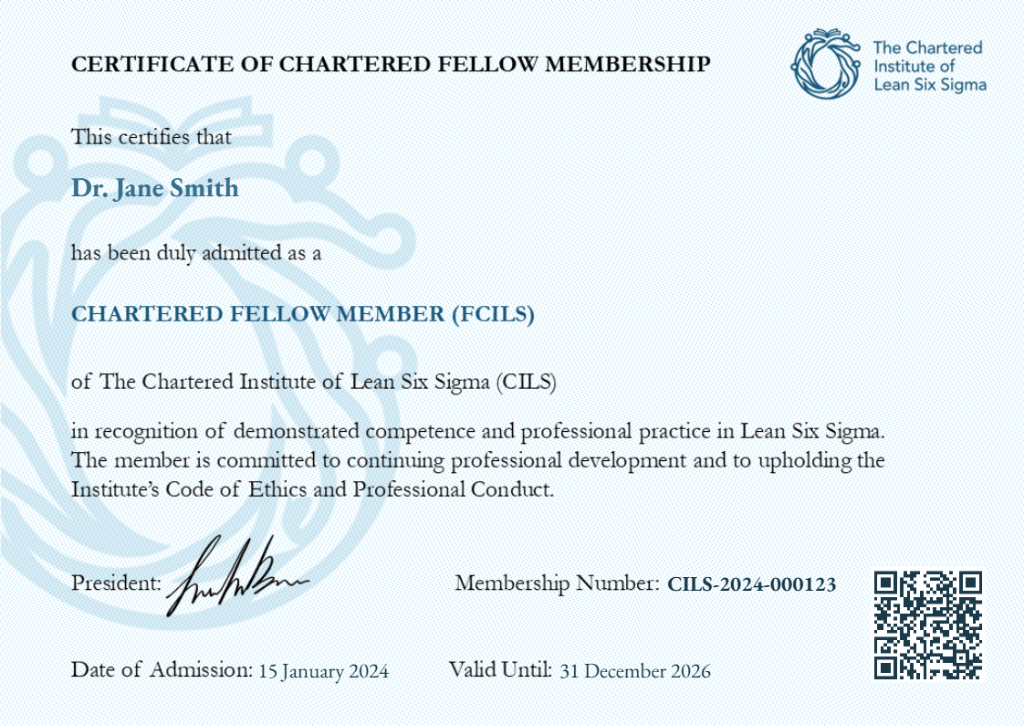 Chartered Fellow certificate