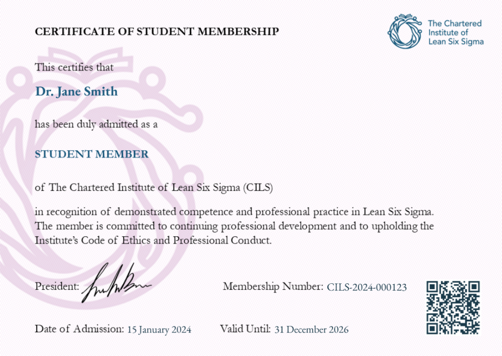 Student Member certificate