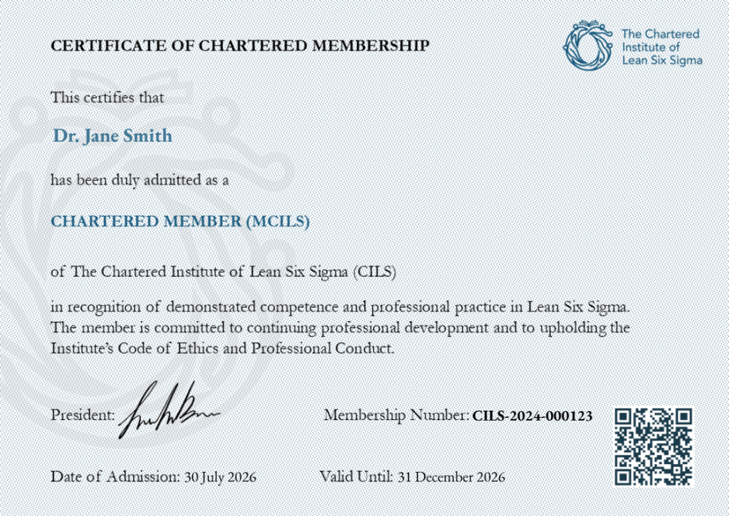 Chartered Member certificate