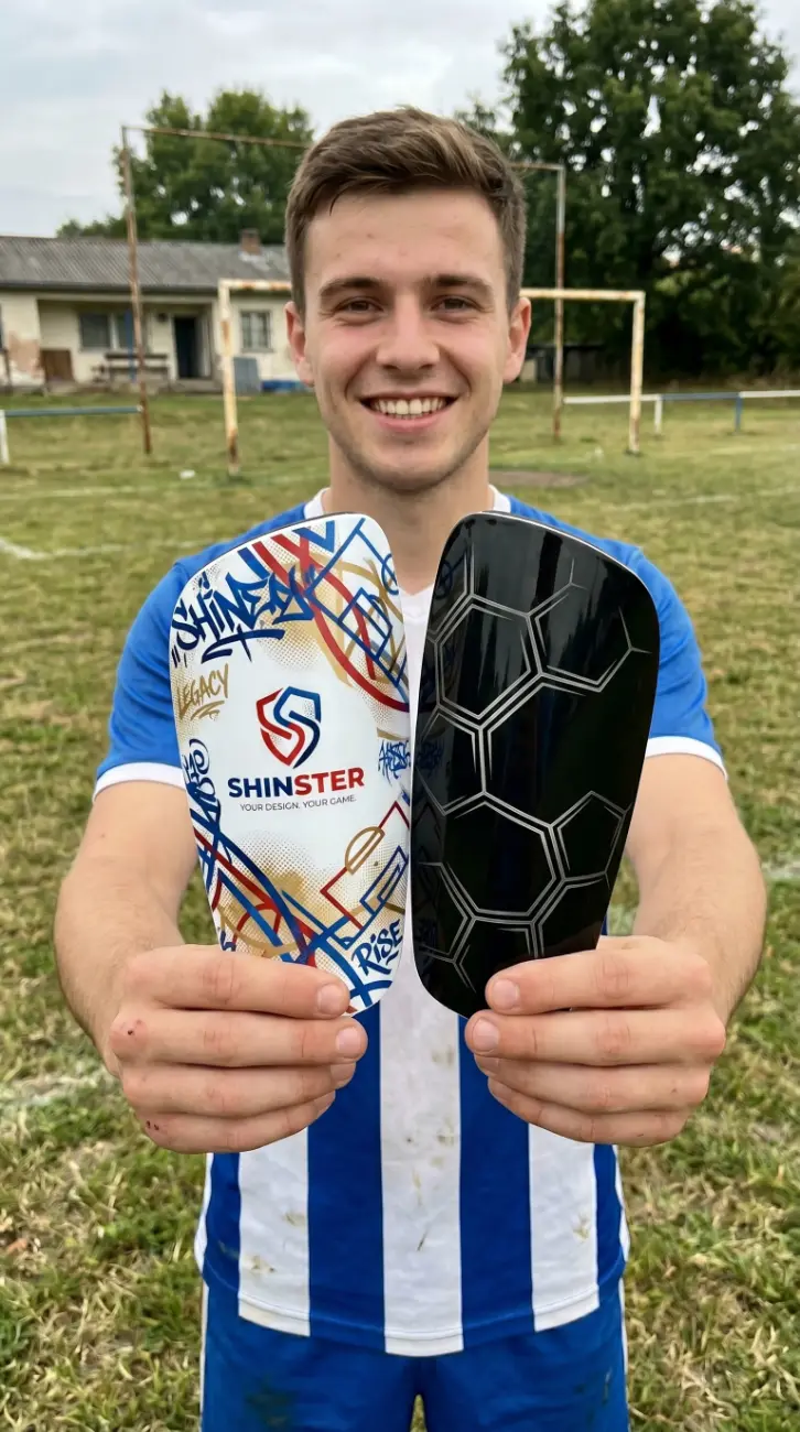 Shinster custom shin guard on the pitch
