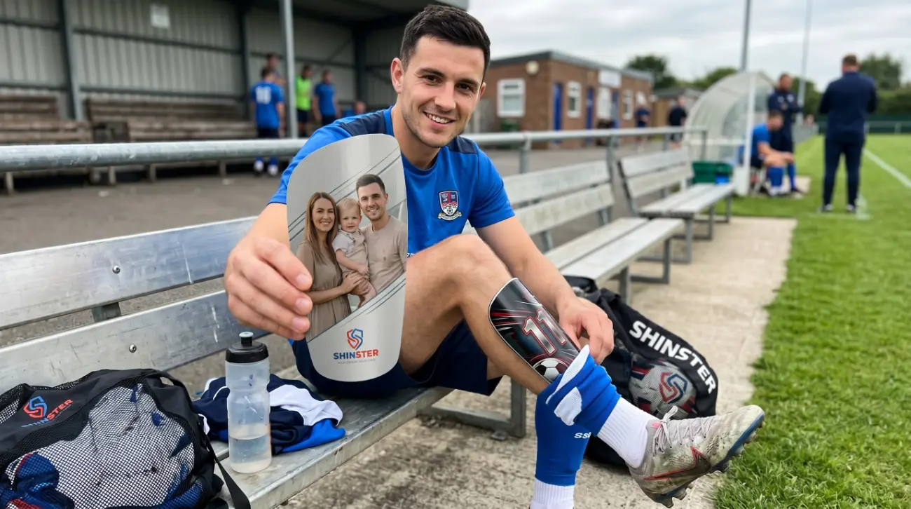Shinster custom shin guard on the pitch