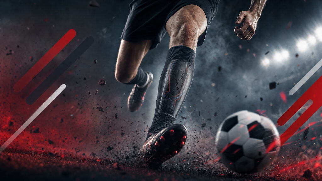 Shinster custom shin guard on the pitch
