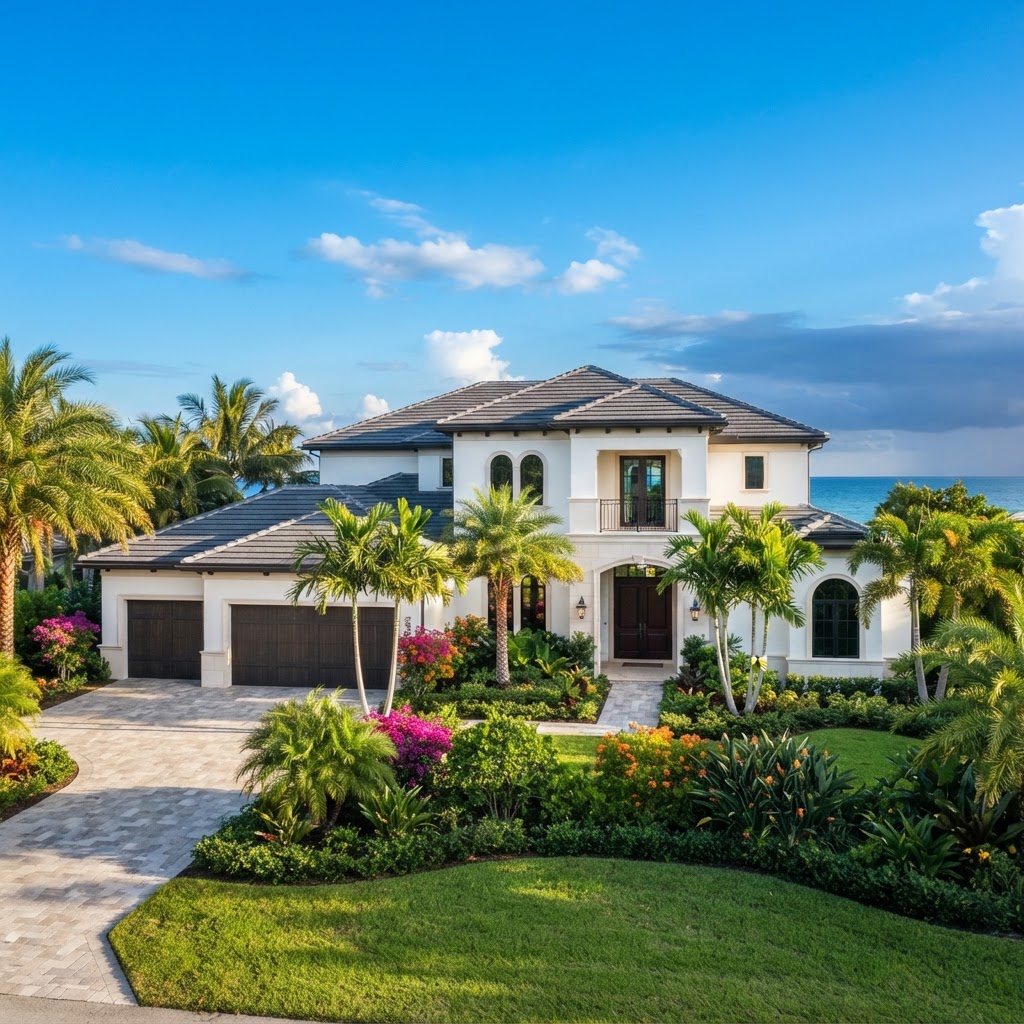 Calm Florida sky over a residential home