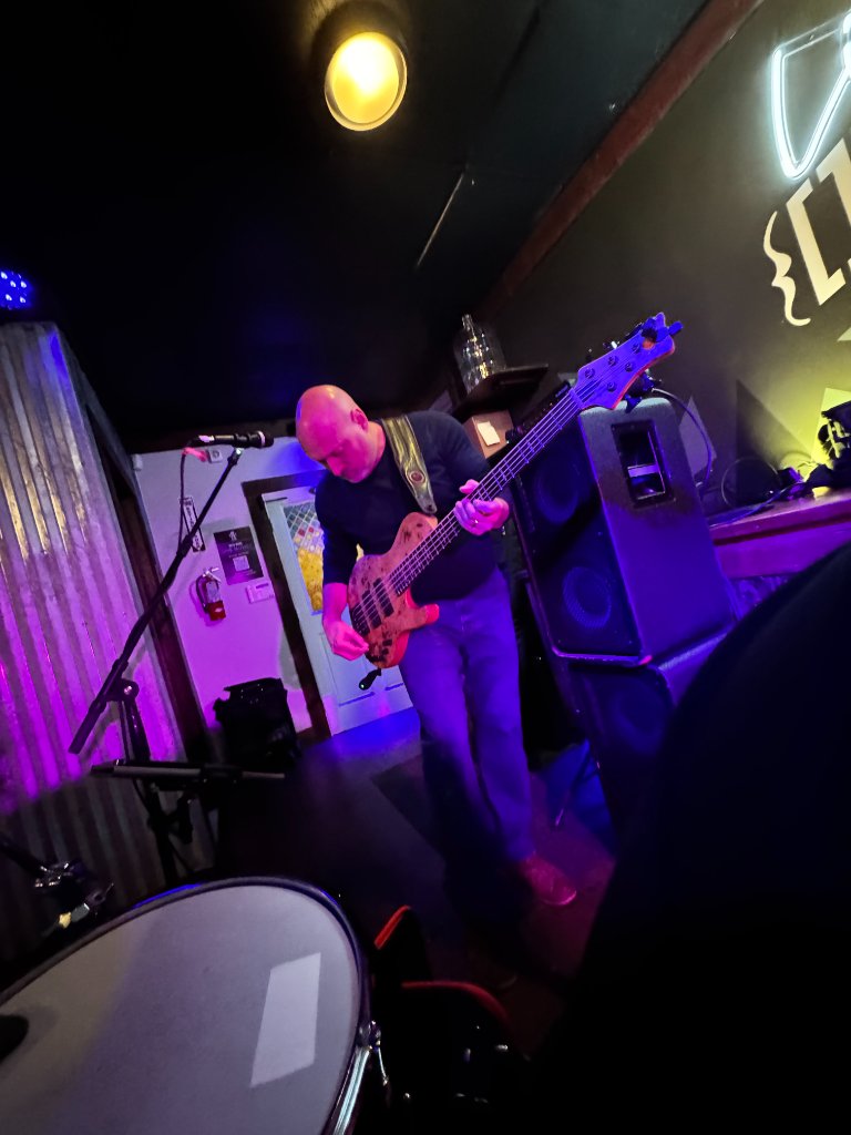 Bass player on stage