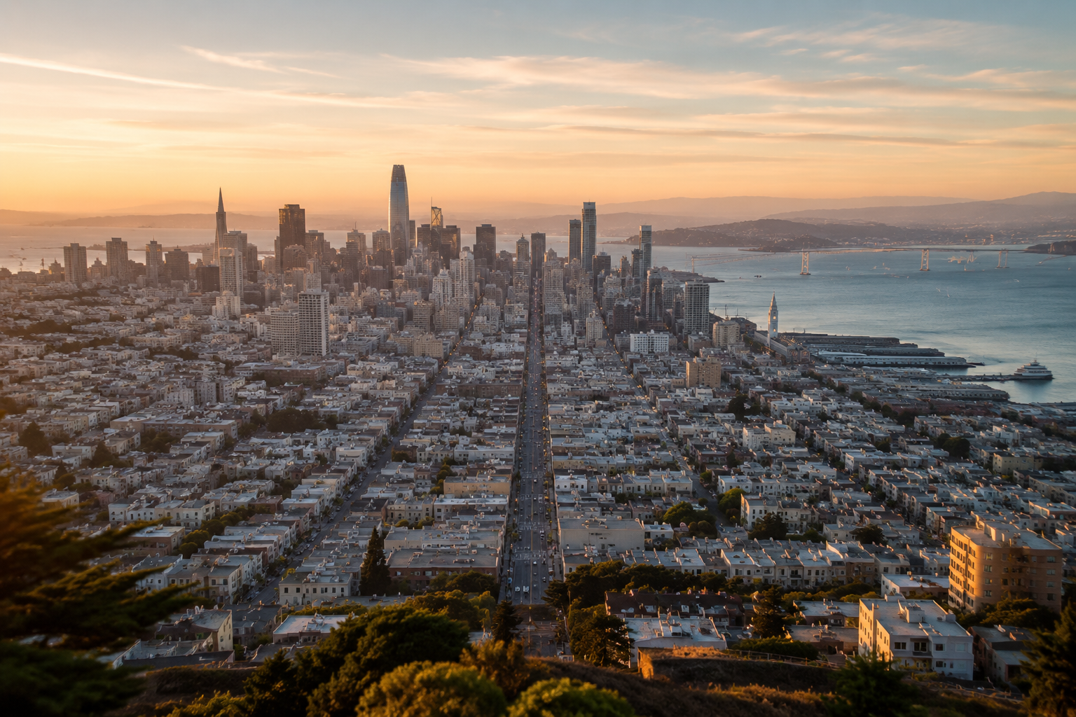 San Francisco skyline at sunset