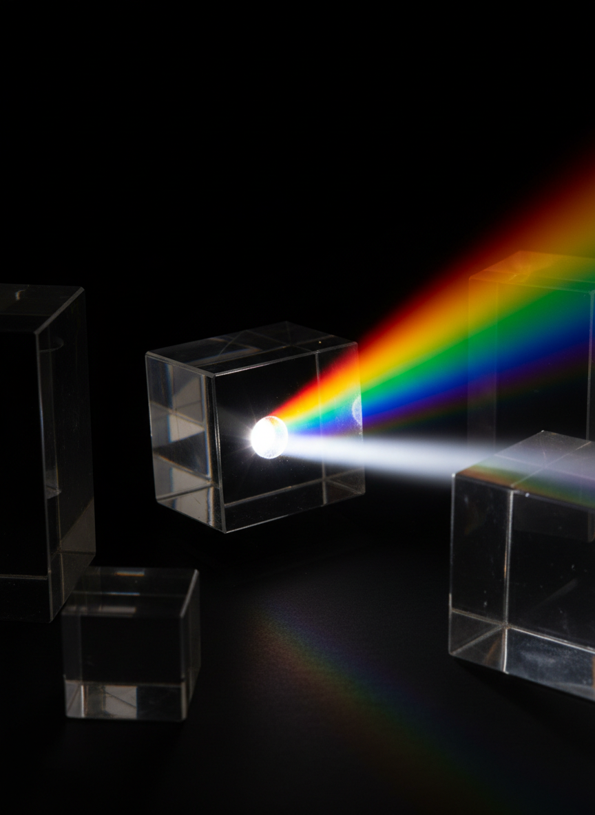 Glass prisms refracting light