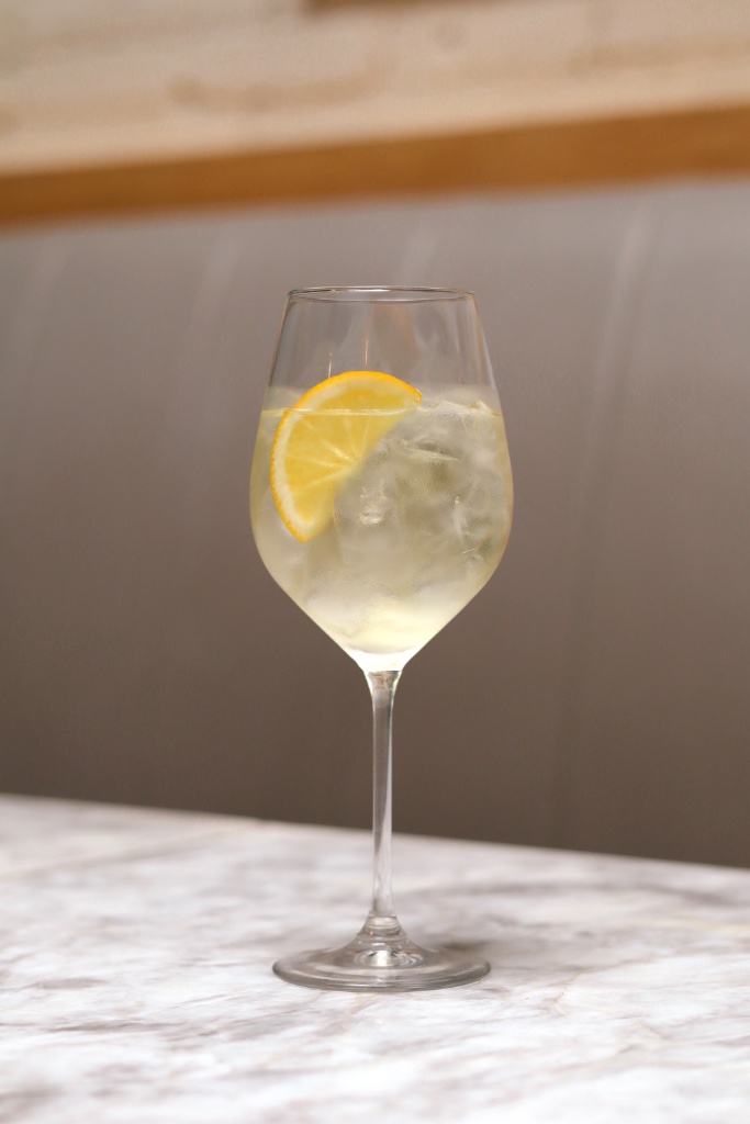 Lemon spritz on marble