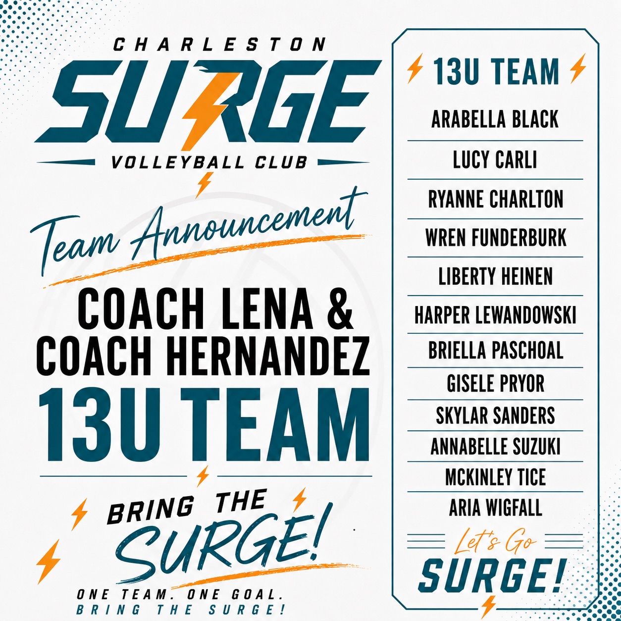 13U Team roster announcement