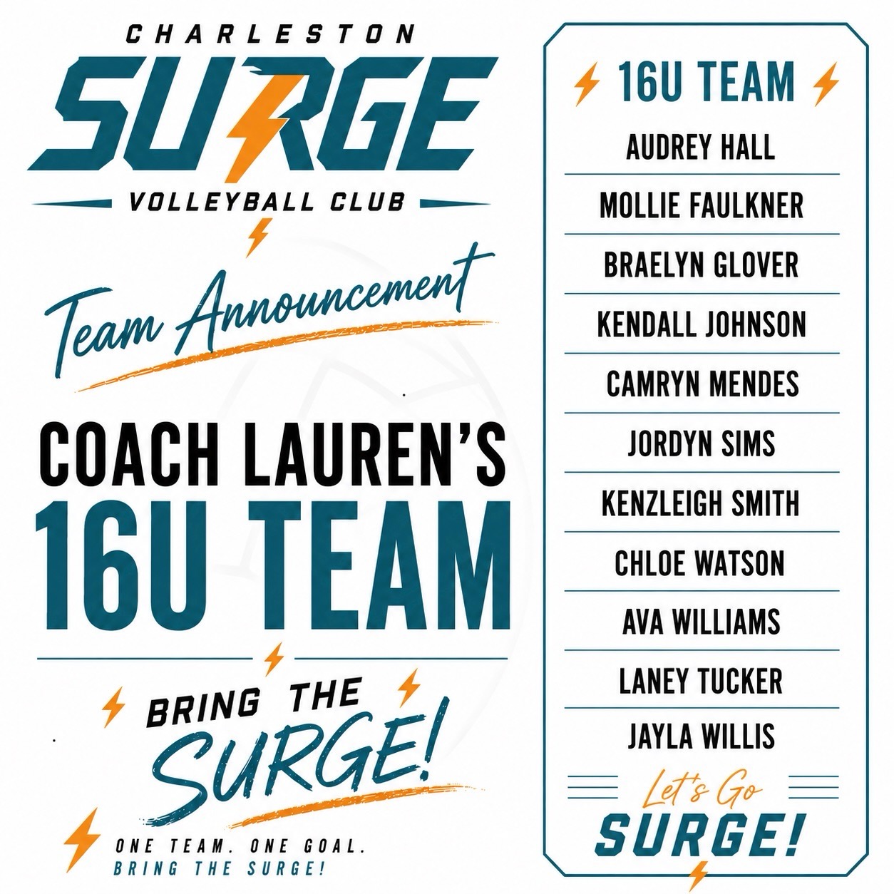 16U Team roster announcement