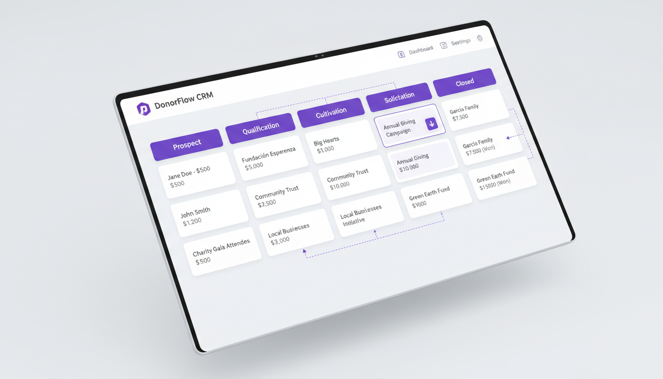 Equip CRM donor pipeline board for moves management