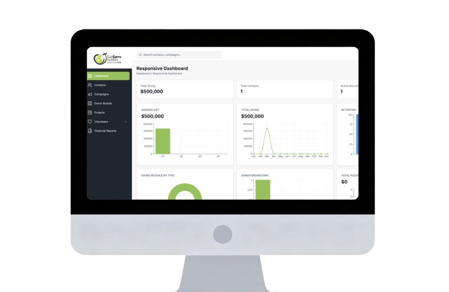 A sleek monitor displaying a custom Equip CRM dashboard, creatively crafted around your organization