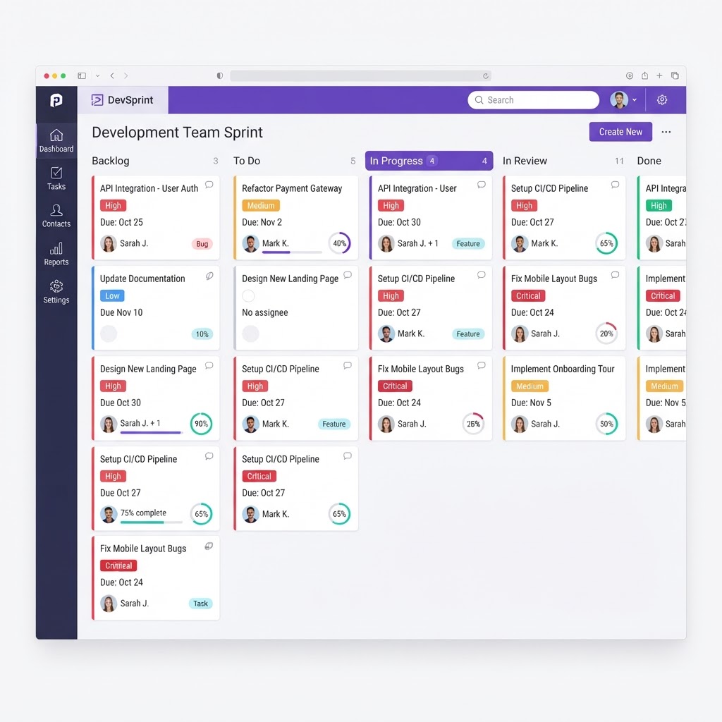 Equip CRM team project management board
