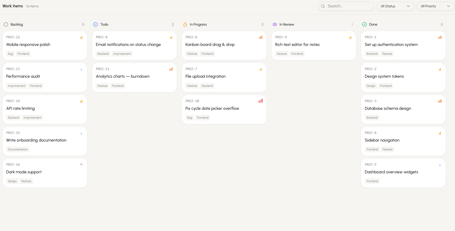 Project Management App template preview