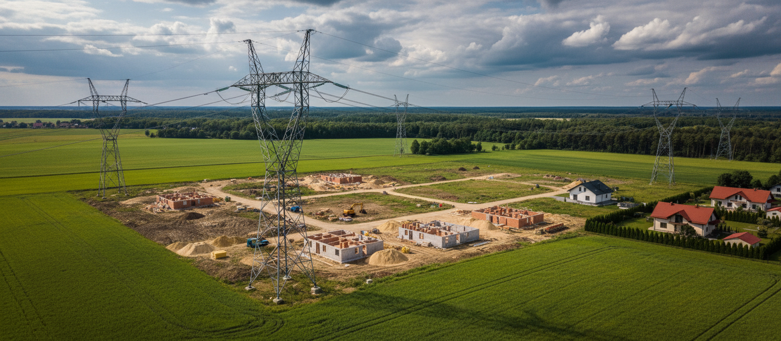 Linie energetyczne nad działką