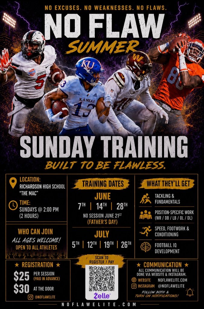 No Flaw Raiders Summer Sunday Training