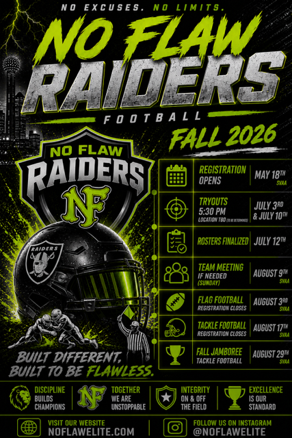No Flaw Raiders Football Fall 2026