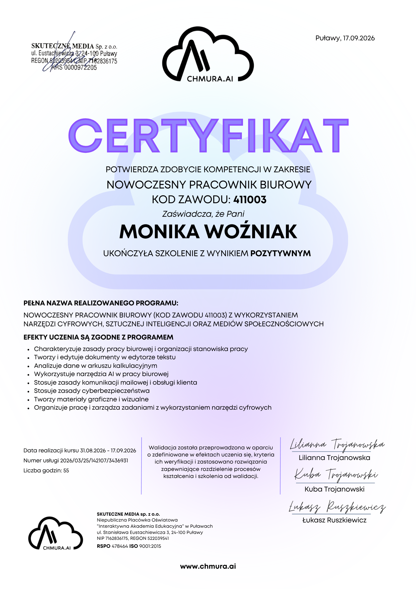 Certyfikat Chmura.AI