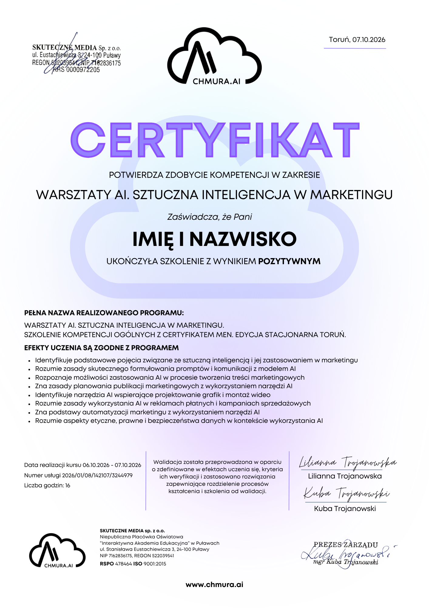 Certyfikat Chmura.AI