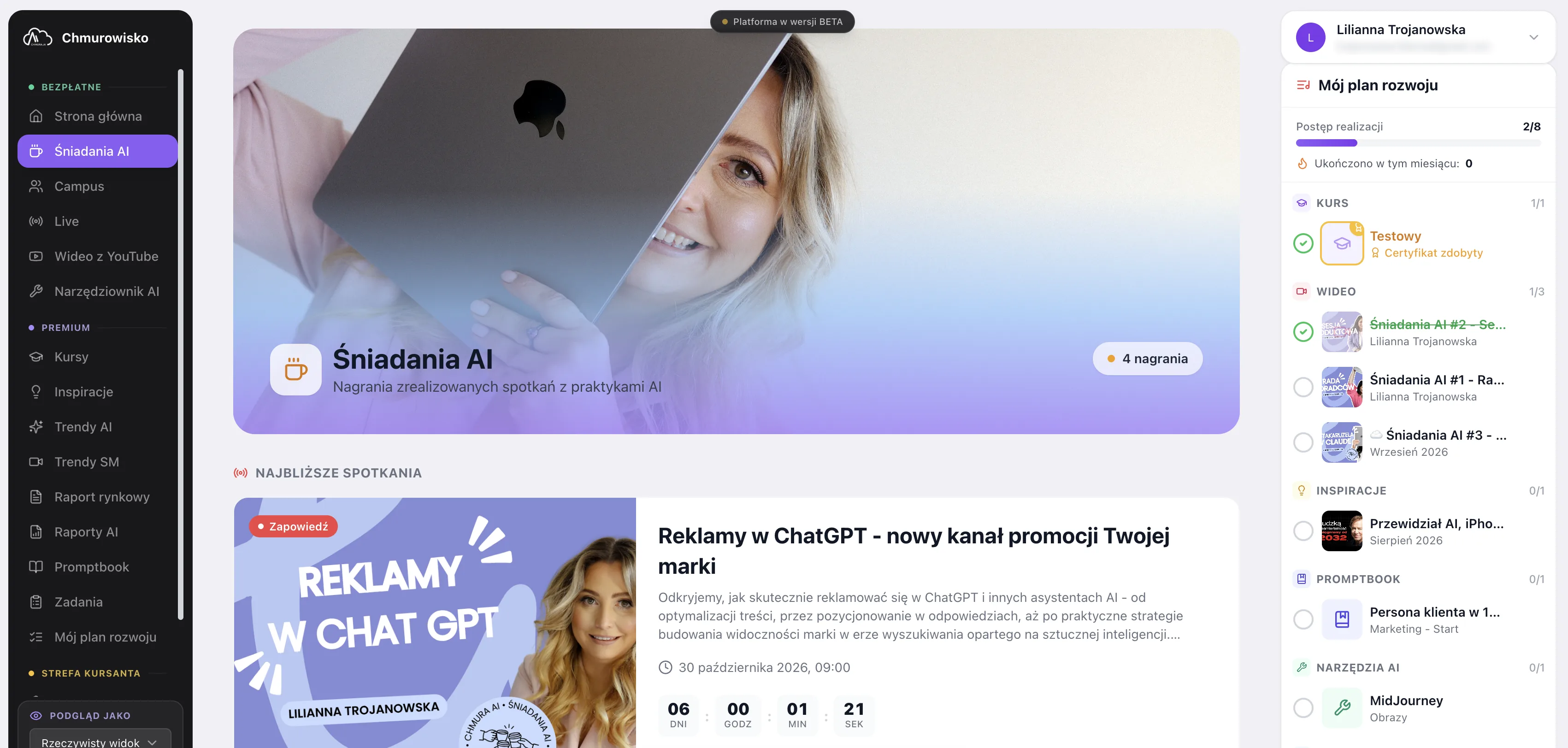Podgląd platformy Chmurowisko