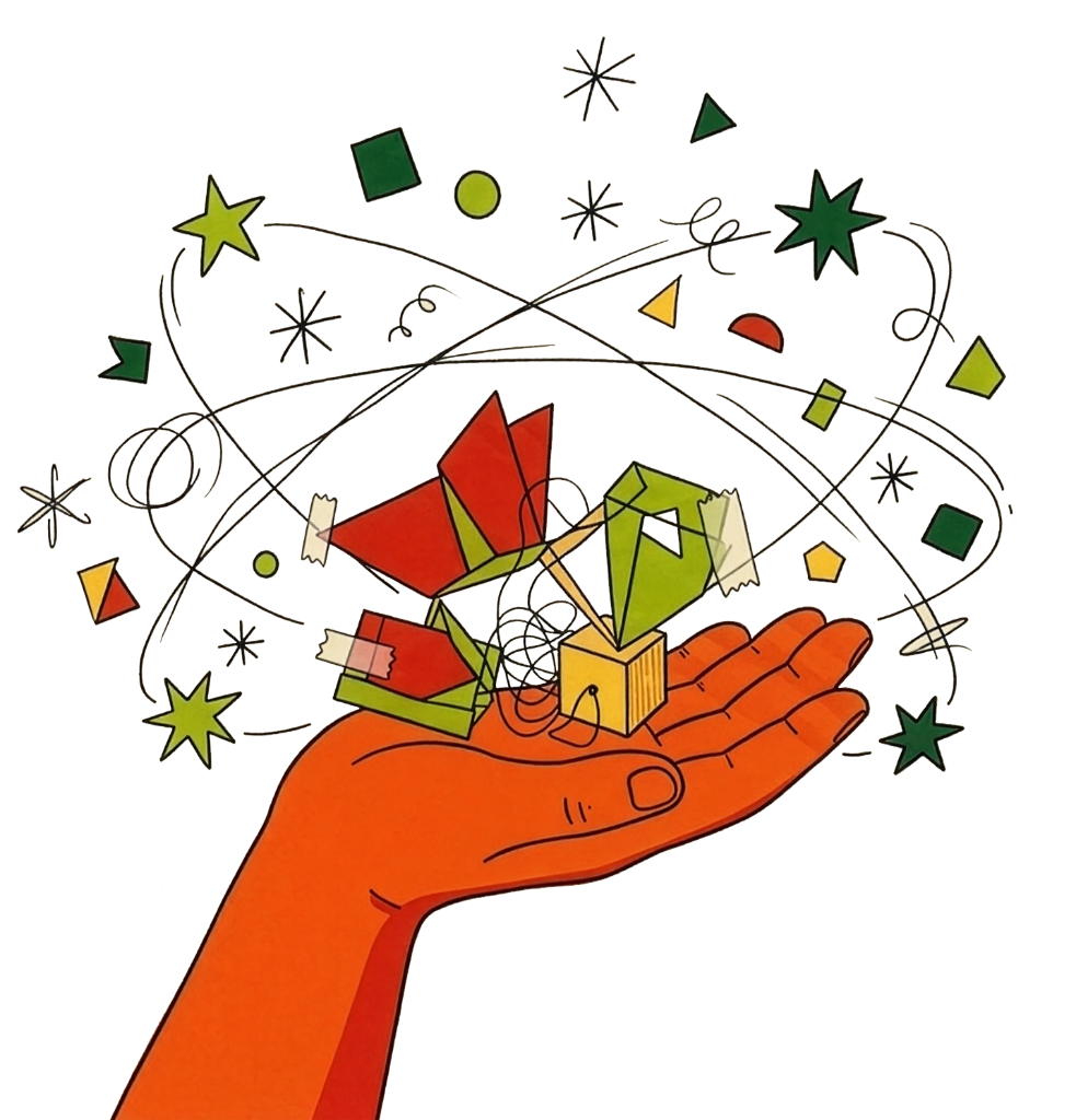 Hand holding creative elements
