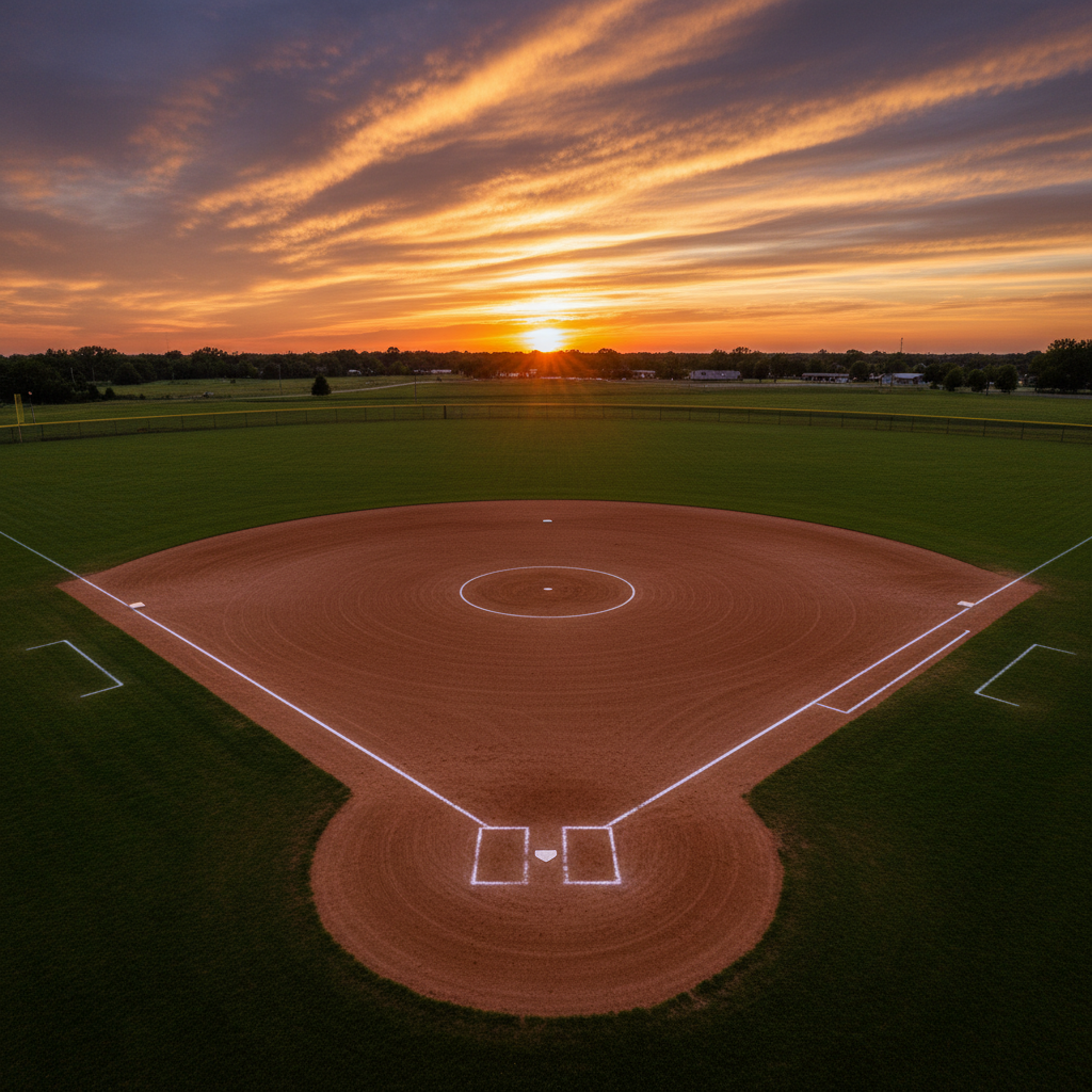 Softball field at sunset
