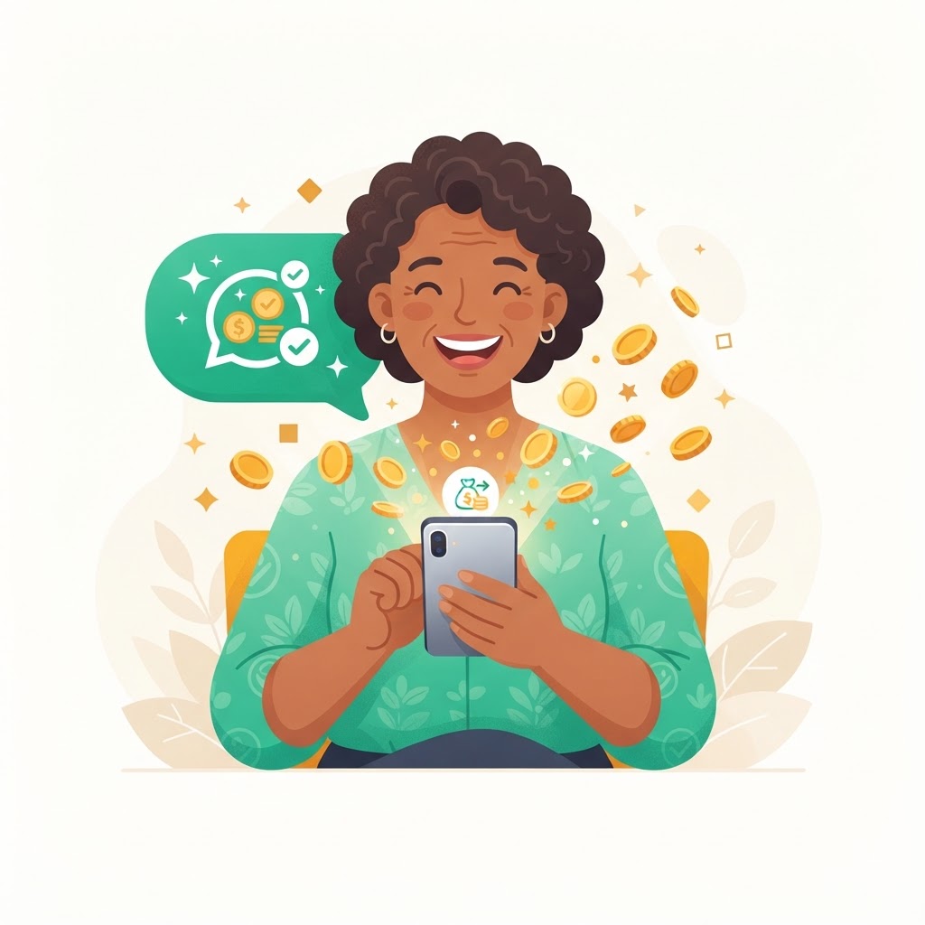 Cliente recebendo o adiantamento do benefício pelo celular