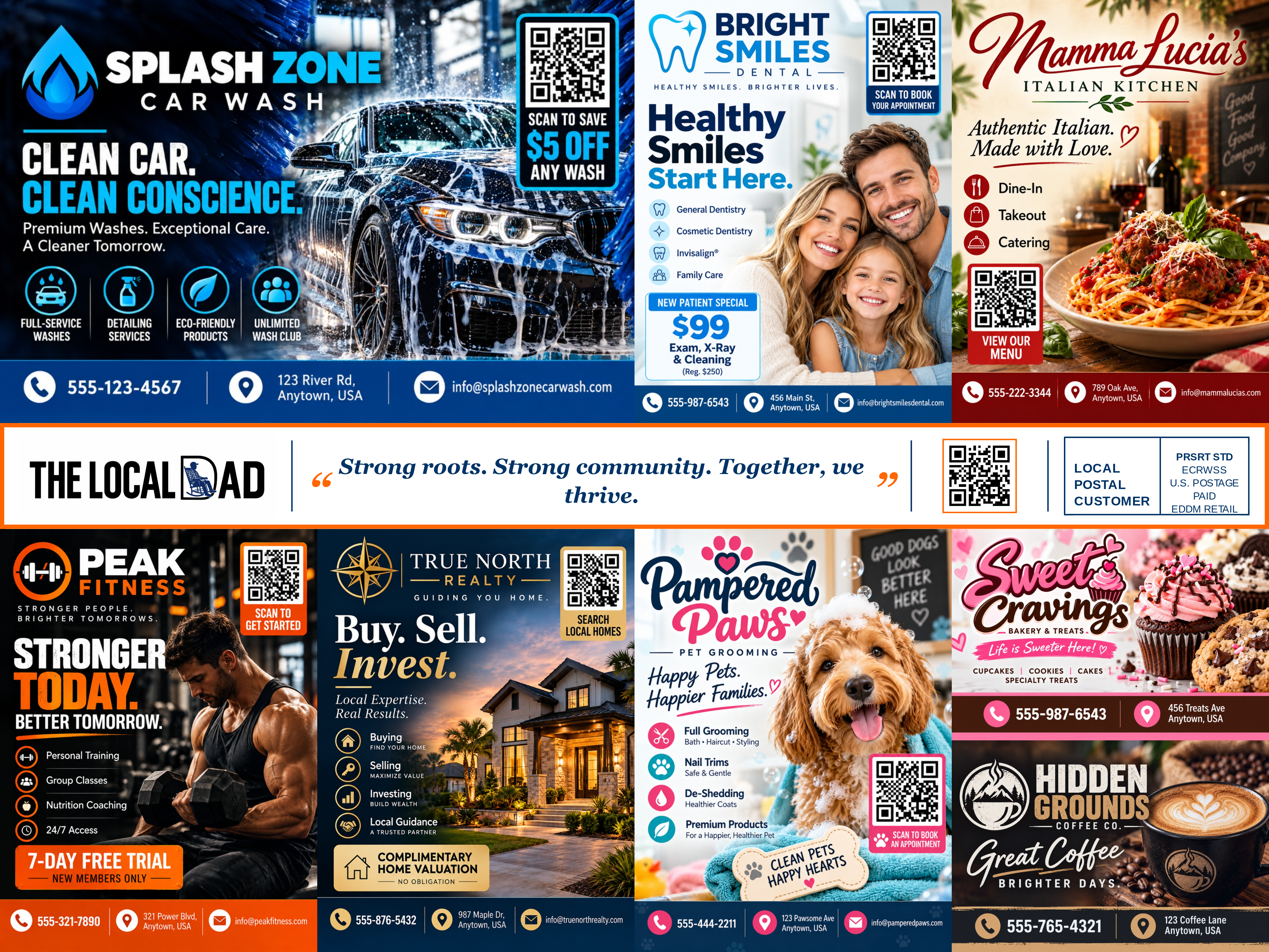 Sample community mailer flyer — front side