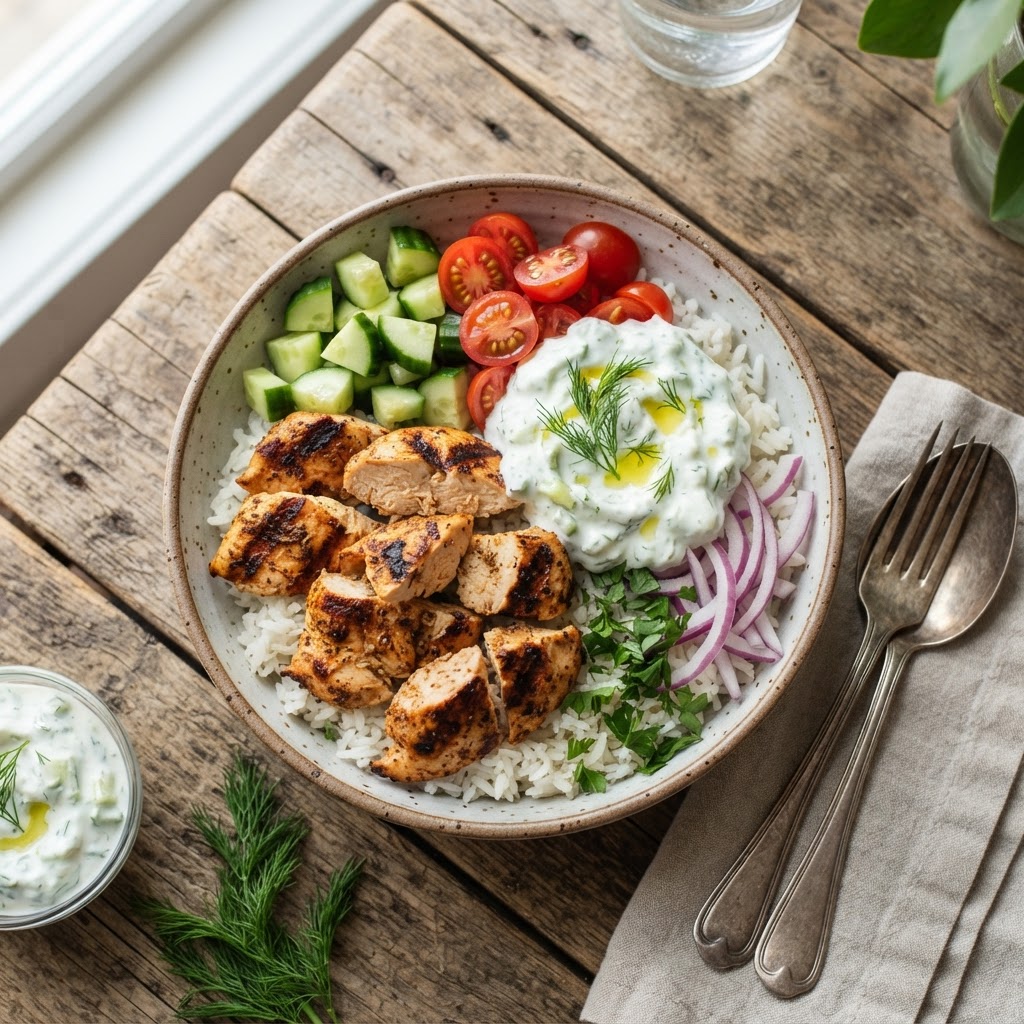 Boost Your Week with Our Refreshing Tzatziki Chicken Bowl
