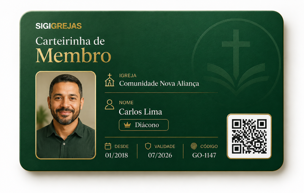 Modelo de carteirinha de membro para diácono