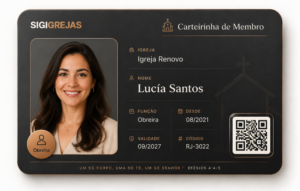 Modelo premium de carteirinha de membro para obreira