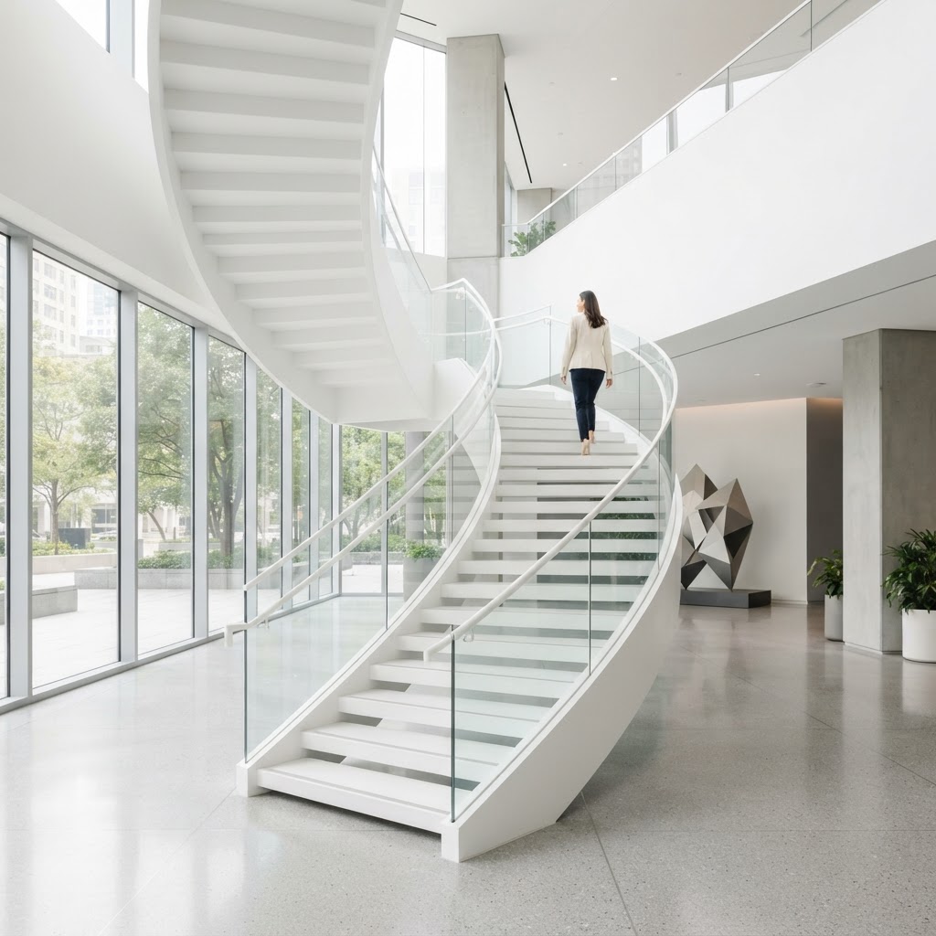 Modern white architectural staircase
