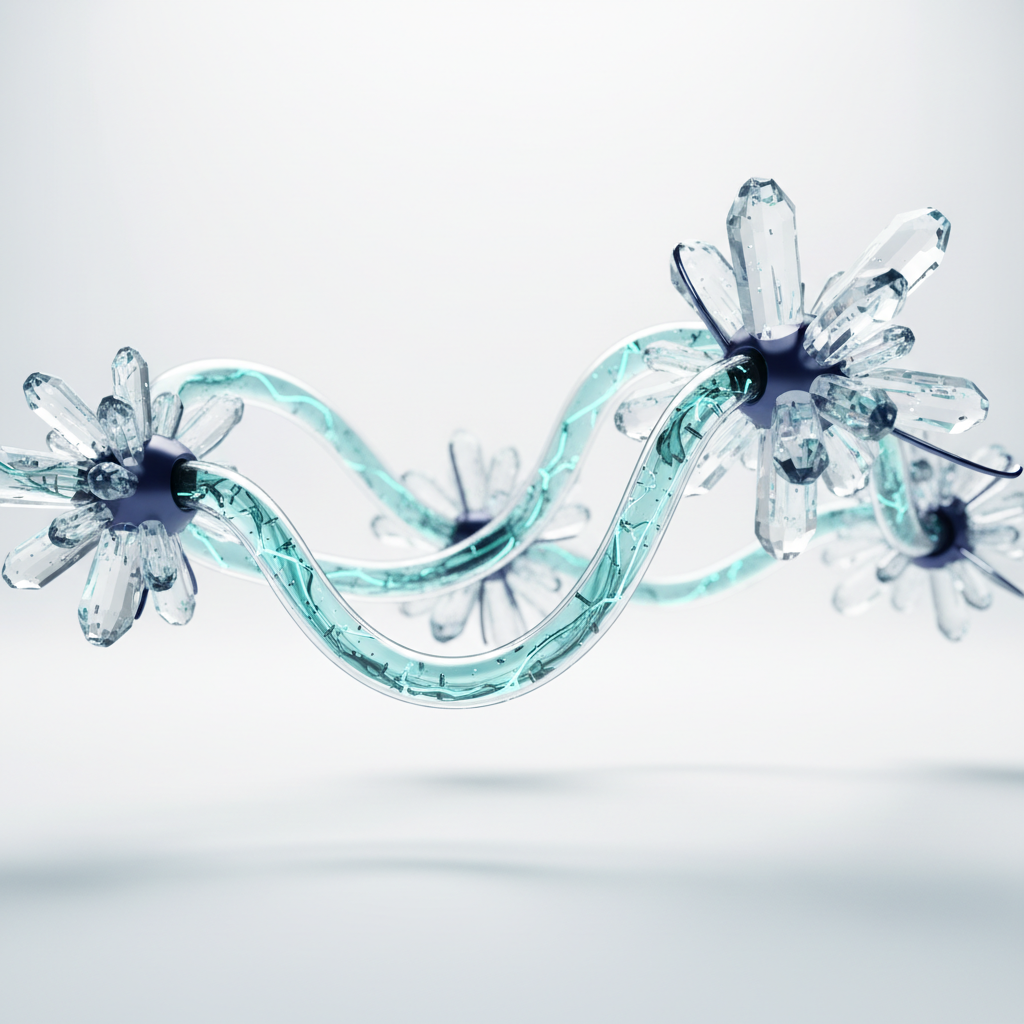 Abstract 3D teal glass flow sculpture
