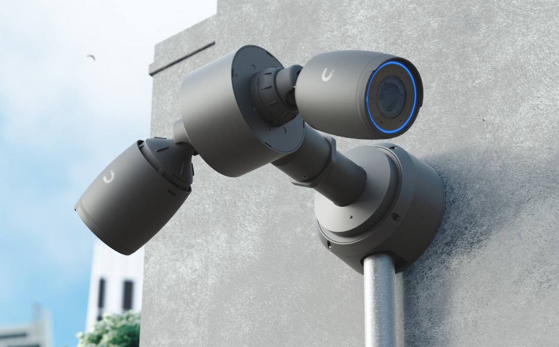 UniFi surveillance cameras mounted on a building exterior