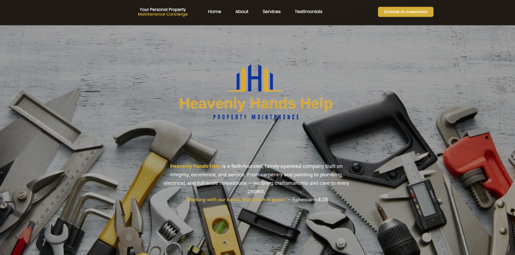 Heavenly Hands Help — custom website by HGWebsitesLLC