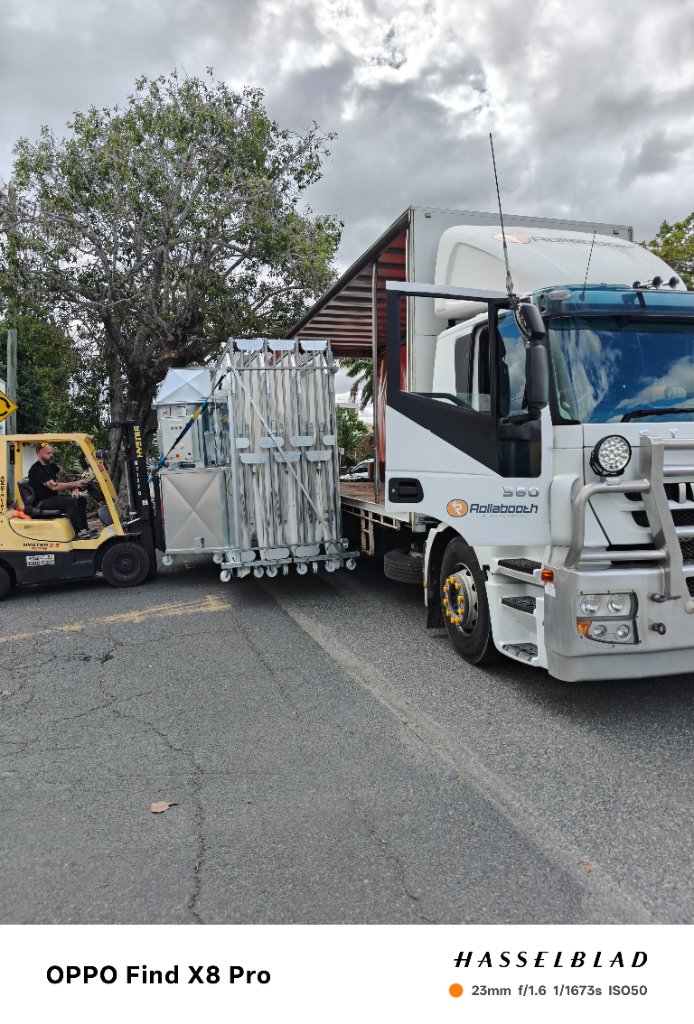 Rollabooth loaded on truck for delivery