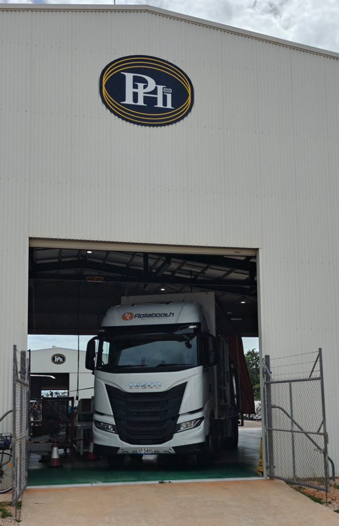 Truck in facility bay