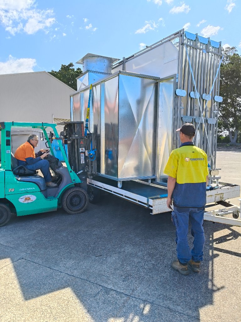 Booth delivery by forklift