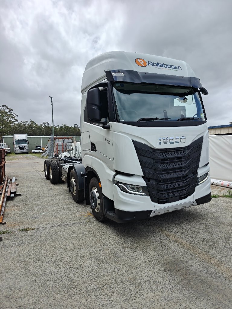 The Iveco S Way on arrival — bare chassis, ready for the build