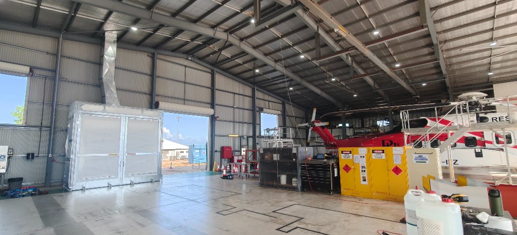 PHI hangar with booth retracted