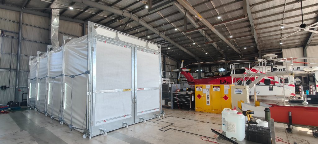 Rollabooth deployed in PHI helicopter hangar
